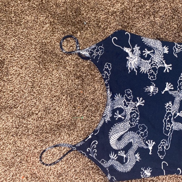 Dark Blue White Dragon Dress - Picture 3 of 3